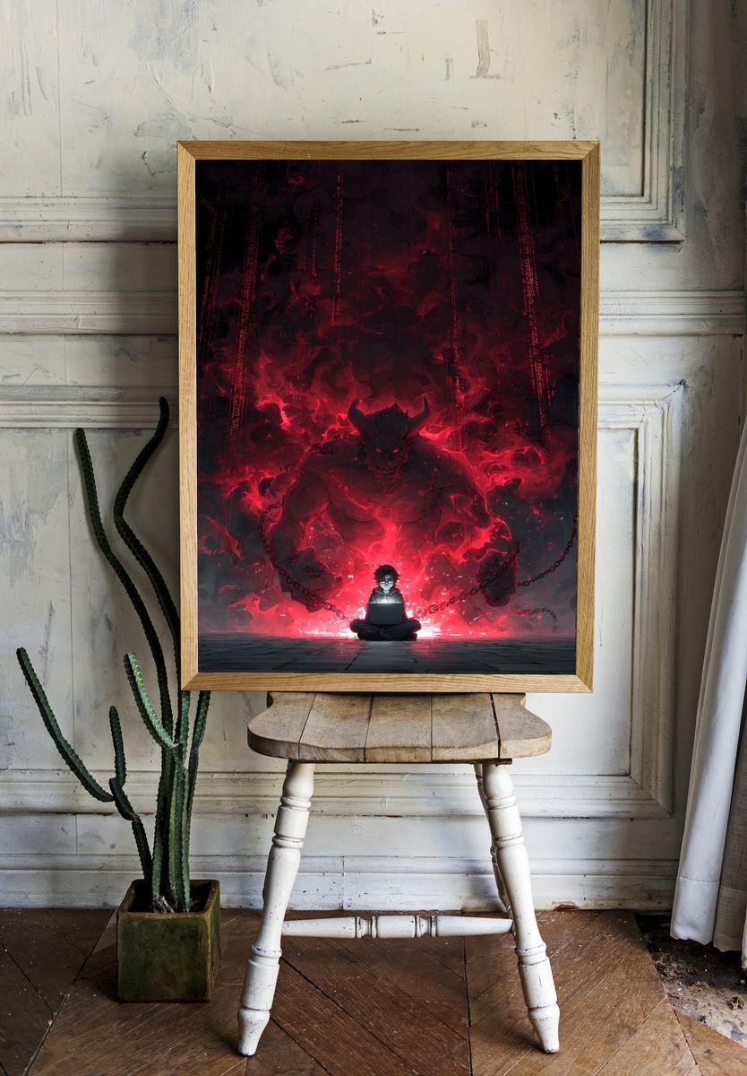Digital Demon — Anime Art Print. — room view 1