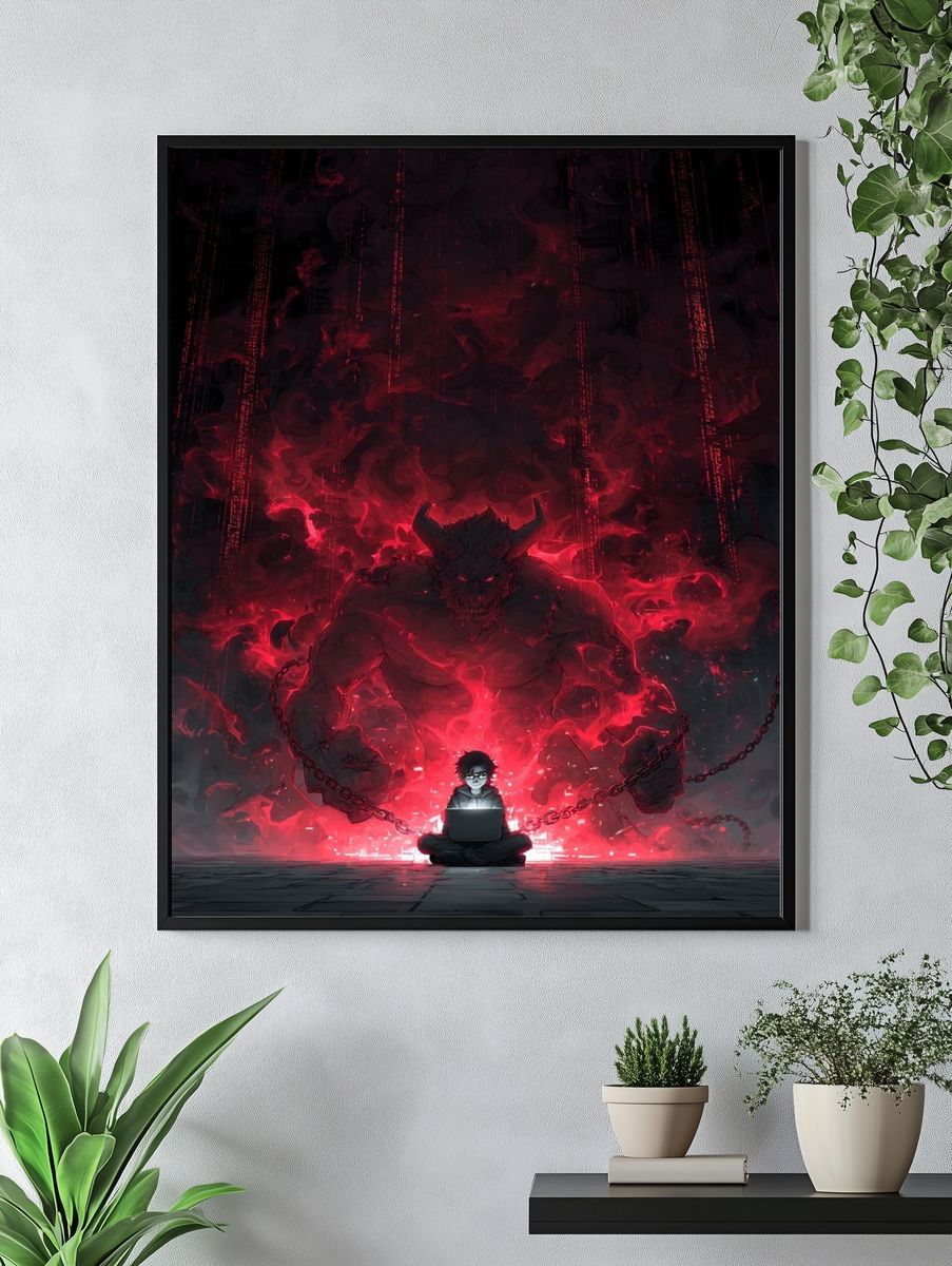 Digital Demon — Anime Art Print. — room view 4