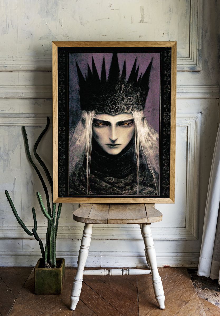 Dark Crowned Figure — Illustration Print room preview