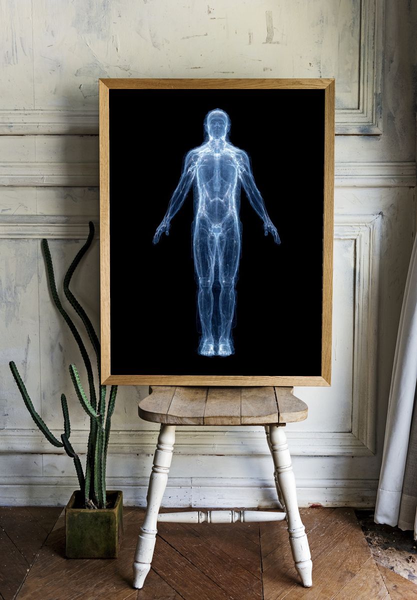 Holographic Human Figure Digital Art Poster. — room view 1