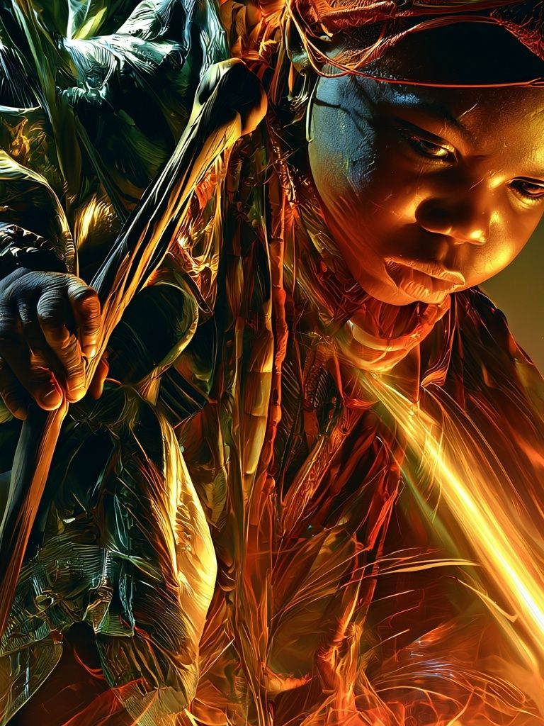 Golden Portrait Digital Art Poster. poster detail