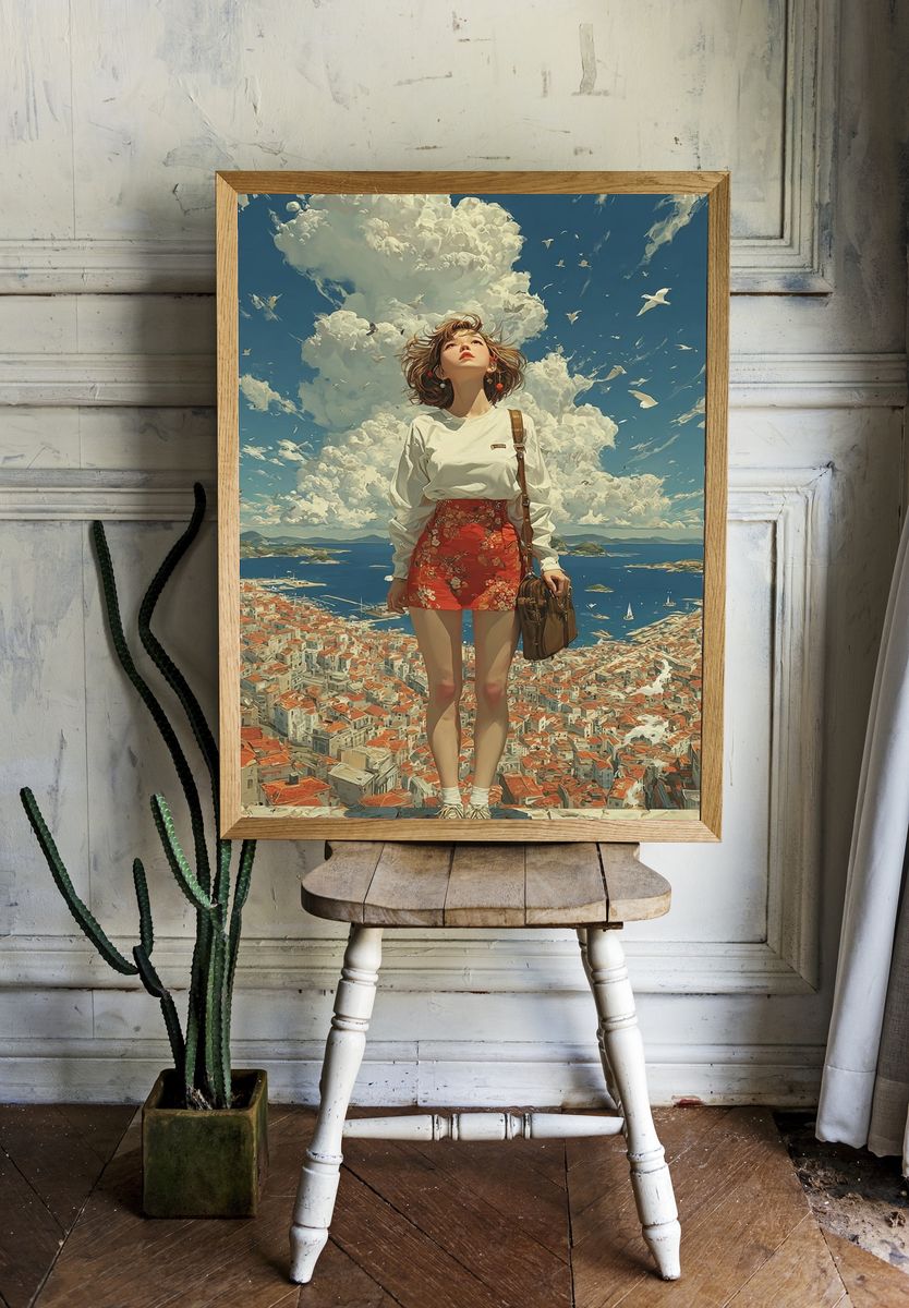 Dreamy Coastal Girl Digital-Art Poster room preview