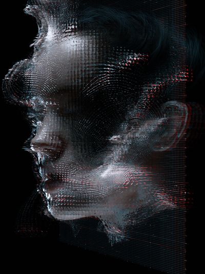 Glitch Portrait Abstract Print. poster