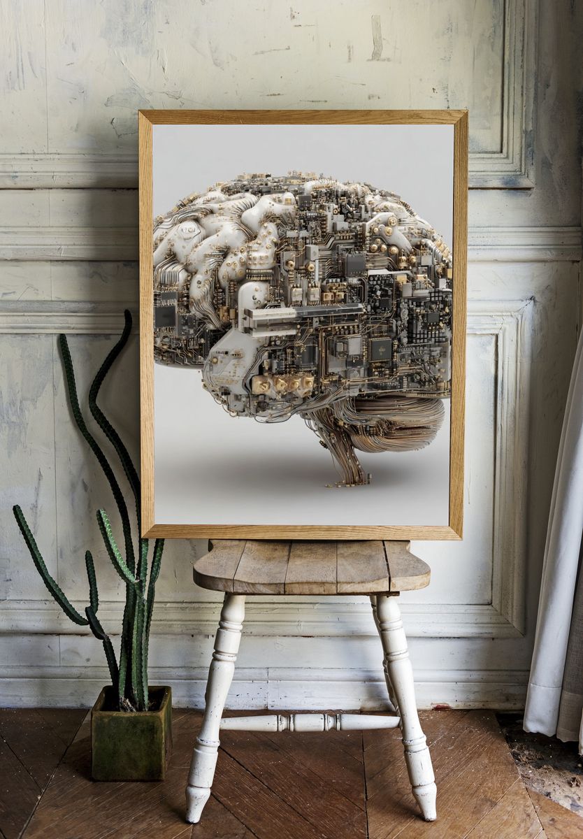 Circuit Brain Digital Art Print room preview