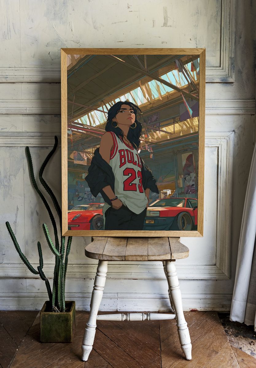 Urban Streetwear Girl — Digital Art Print room preview