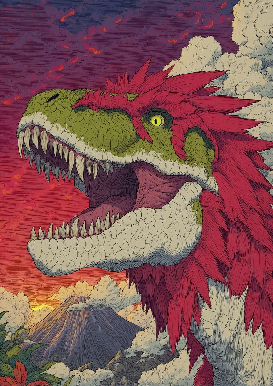 Fierce Dinosaur Illustration Poster. poster detail