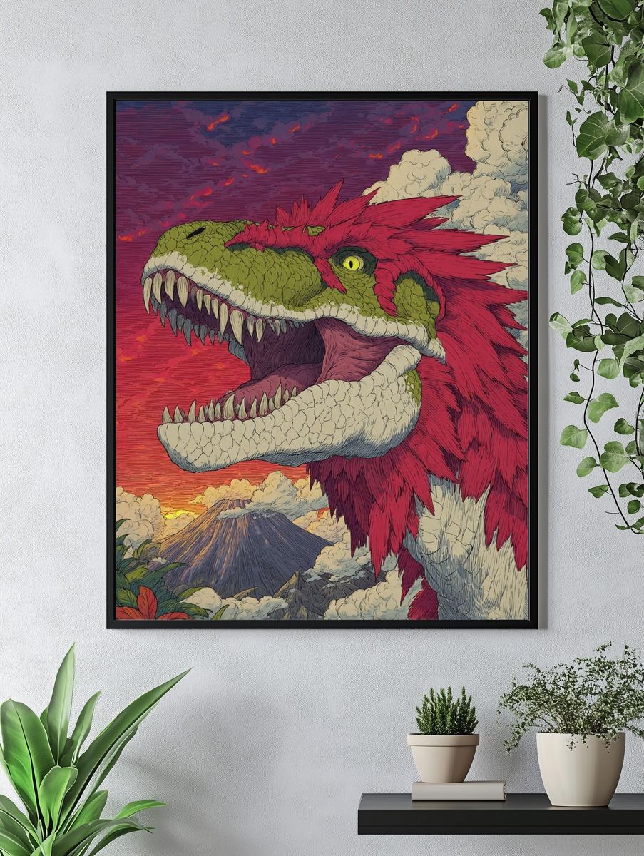 Fierce Dinosaur Illustration Poster. — room view 4