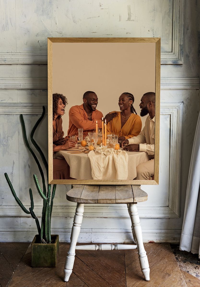 Warm Dinner Party Photography Poster. — room view 1