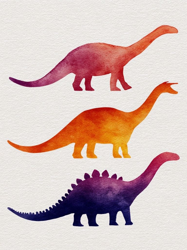 Watercolor Dinosaurs Illustration Print. poster — illustration art