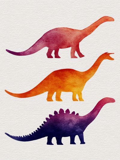 Watercolor Dinosaurs Illustration Print. poster print