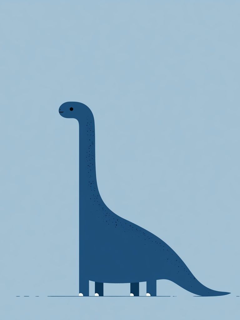 Blue Dinosaur Minimalist Poster. poster detail