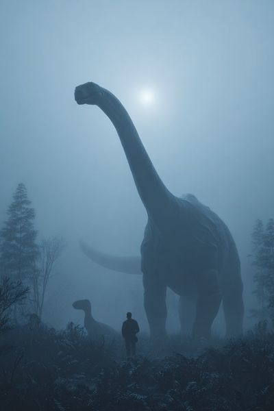 Dinosaur Misty Forest Poster. poster