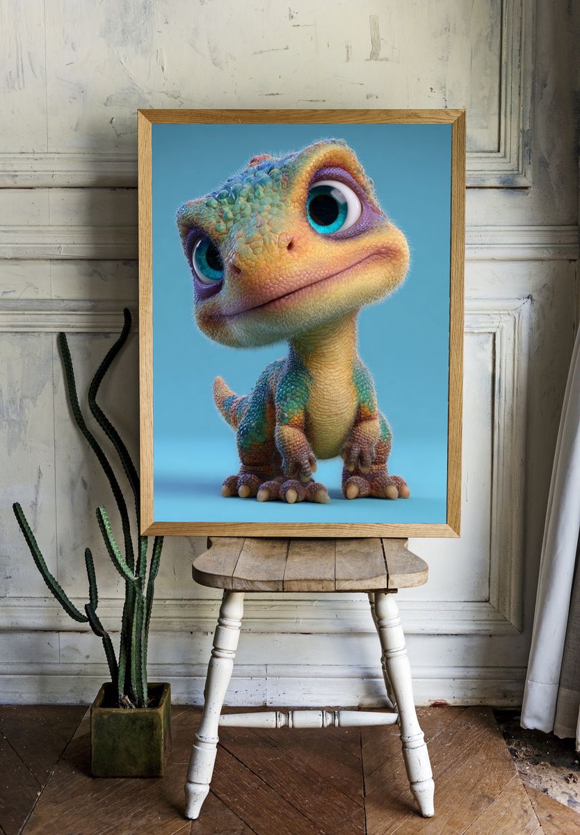 Cute Cartoon Dinosaur — Illustration Print. room preview