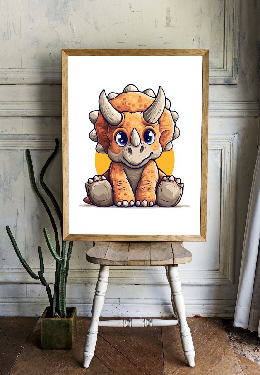 Cute Triceratops Illustration Poster. room preview