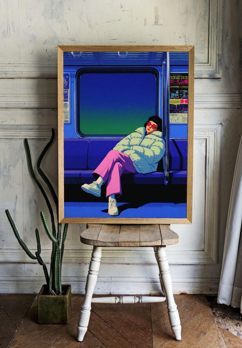 Chic Subway Dreamer — Digital Art Print room preview