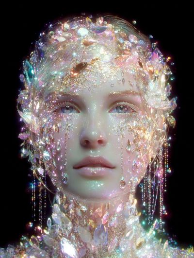 Crystal-Infused Portrait — Digital Art Print. poster print