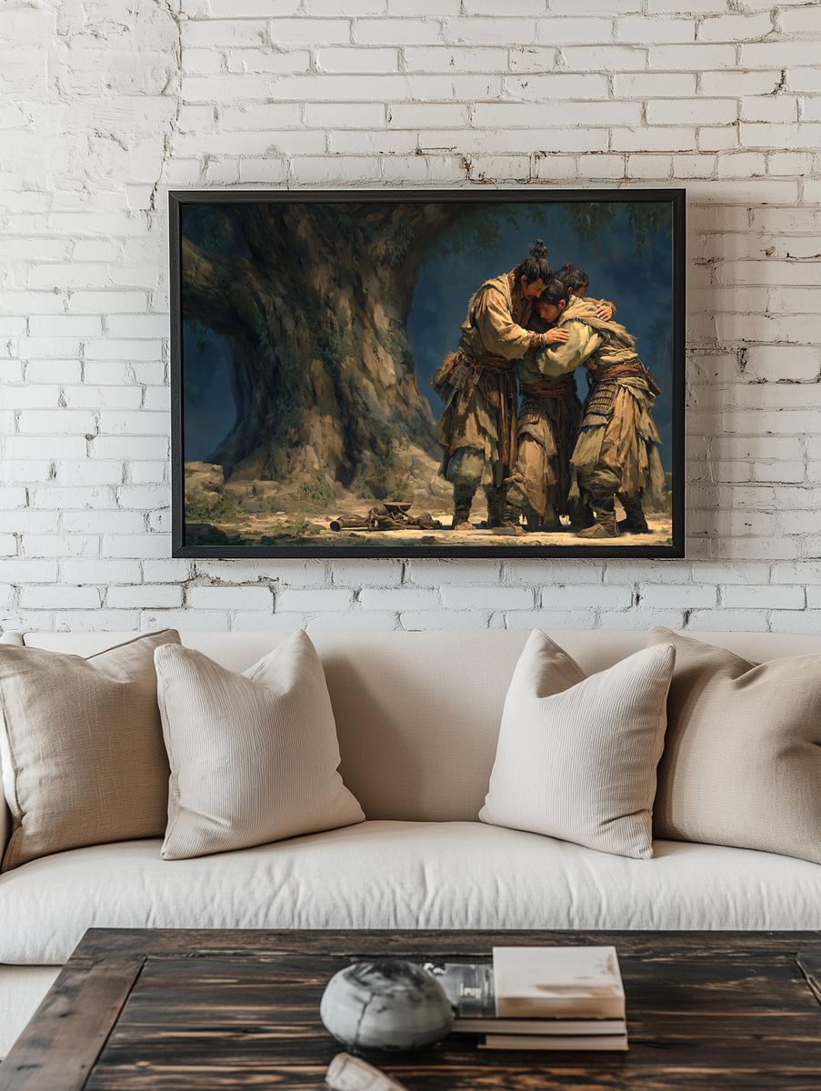 Embrace of Warriors — Digital Art Print room preview