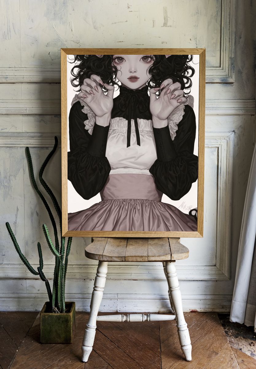 Maid Character — Digital Art Print. — room view 1