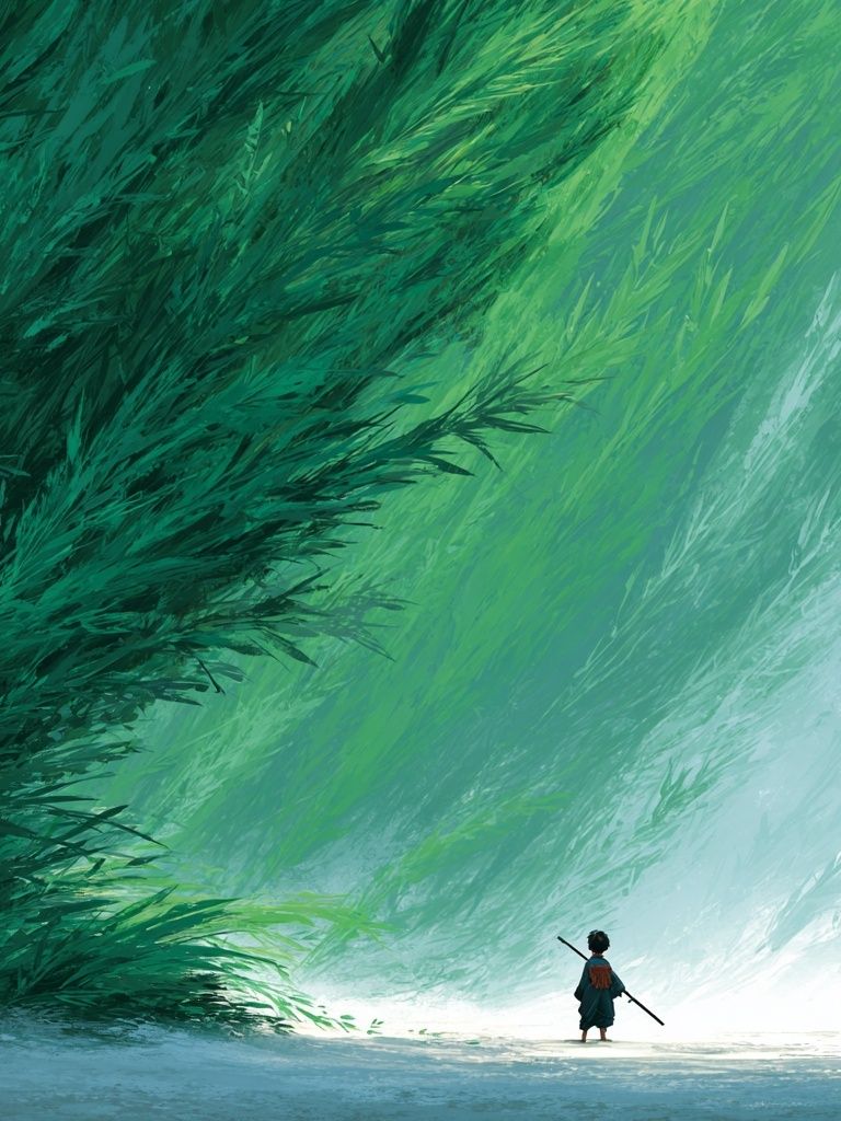 Child in a Lush Forest — Digital Art Print. poster detail