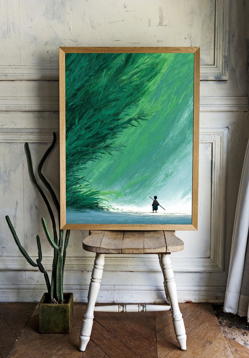 Child in a Lush Forest — Digital Art Print room preview