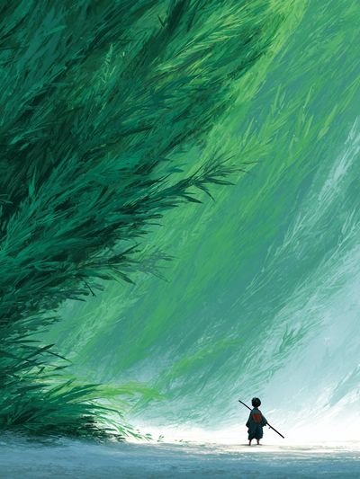 Child in a Lush Forest — Digital Art Print. poster print