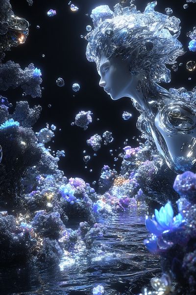 Ethereal Water Spirit — Digital Art Print. poster