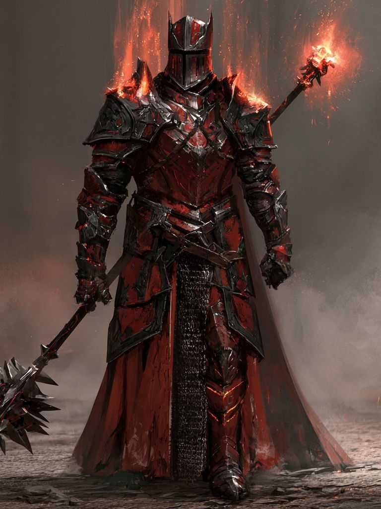 Crimson Dark Knight Fantasy Poster. poster — illustration art