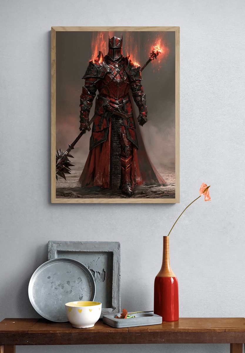 Crimson Dark Knight Fantasy Poster. — room view 3