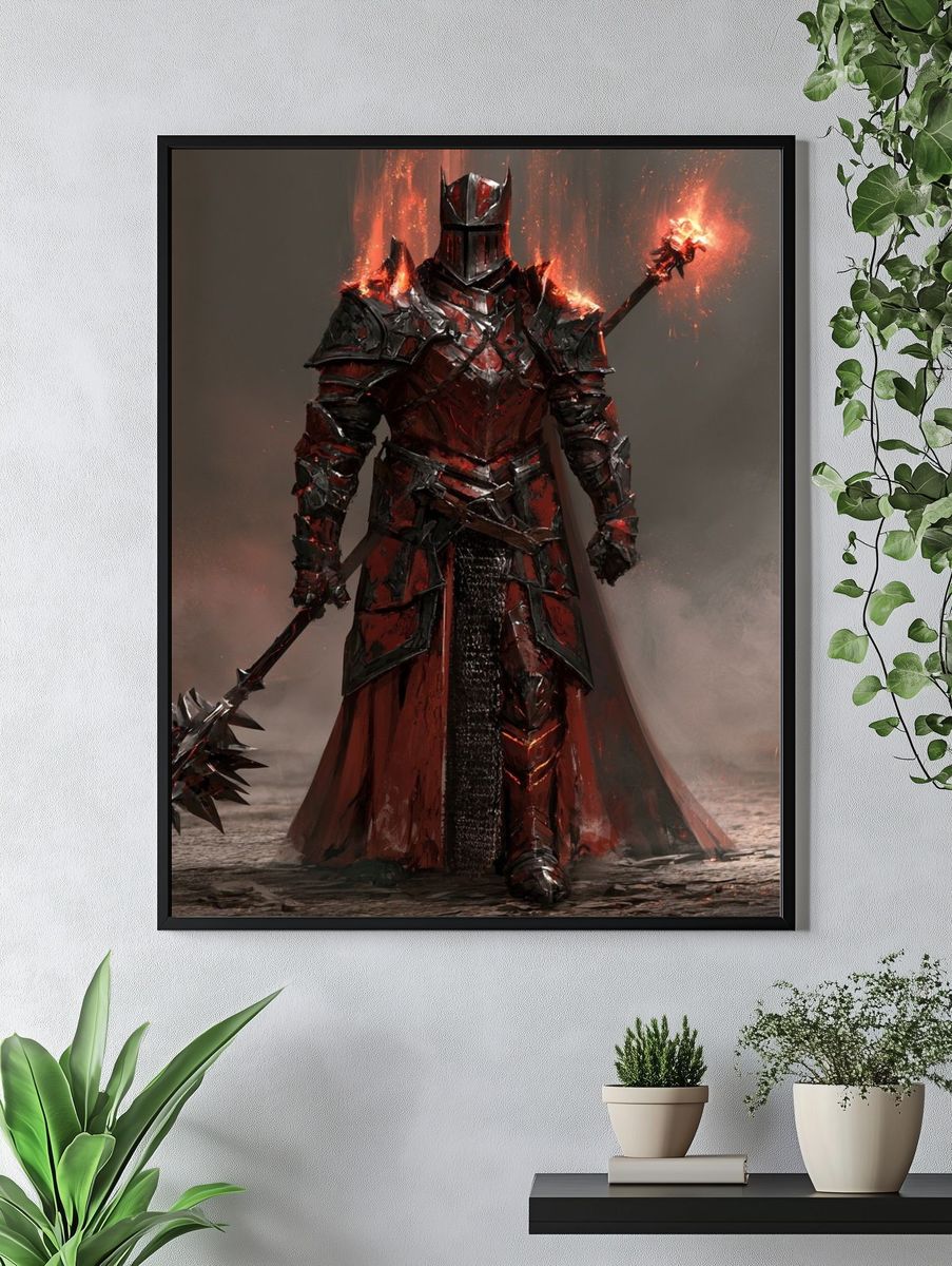 Crimson Dark Knight Fantasy Poster. — room view 4