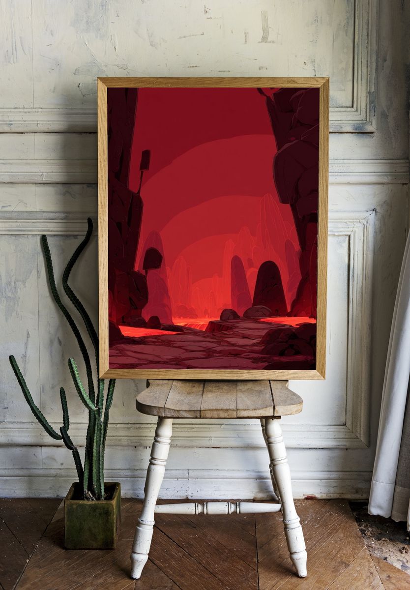 Fiery Landscape — Digital Art Print room preview