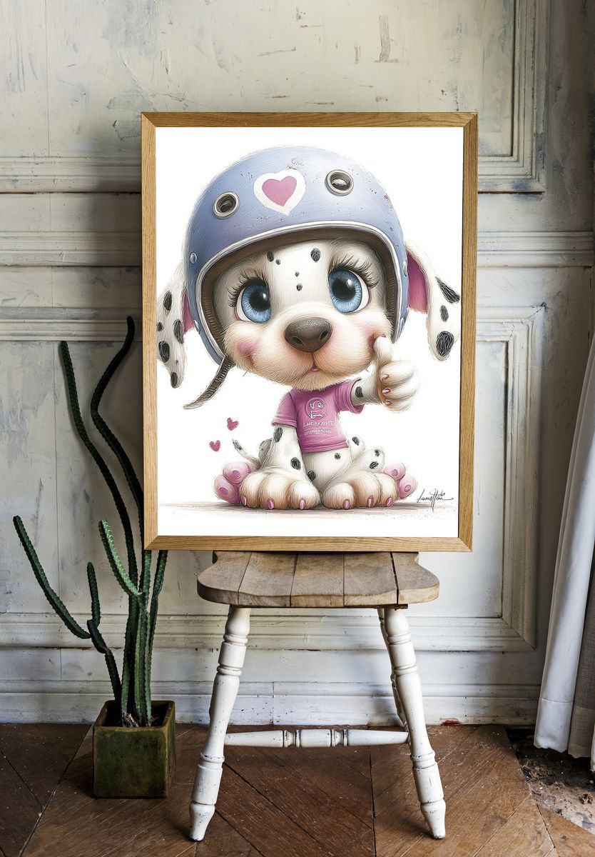 Cute Dalmatian Puppy Illustration Poster room preview