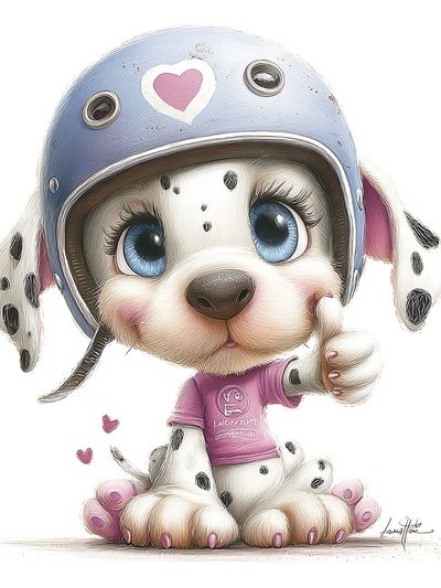 Cute Dalmatian Puppy Illustration Poster. poster print