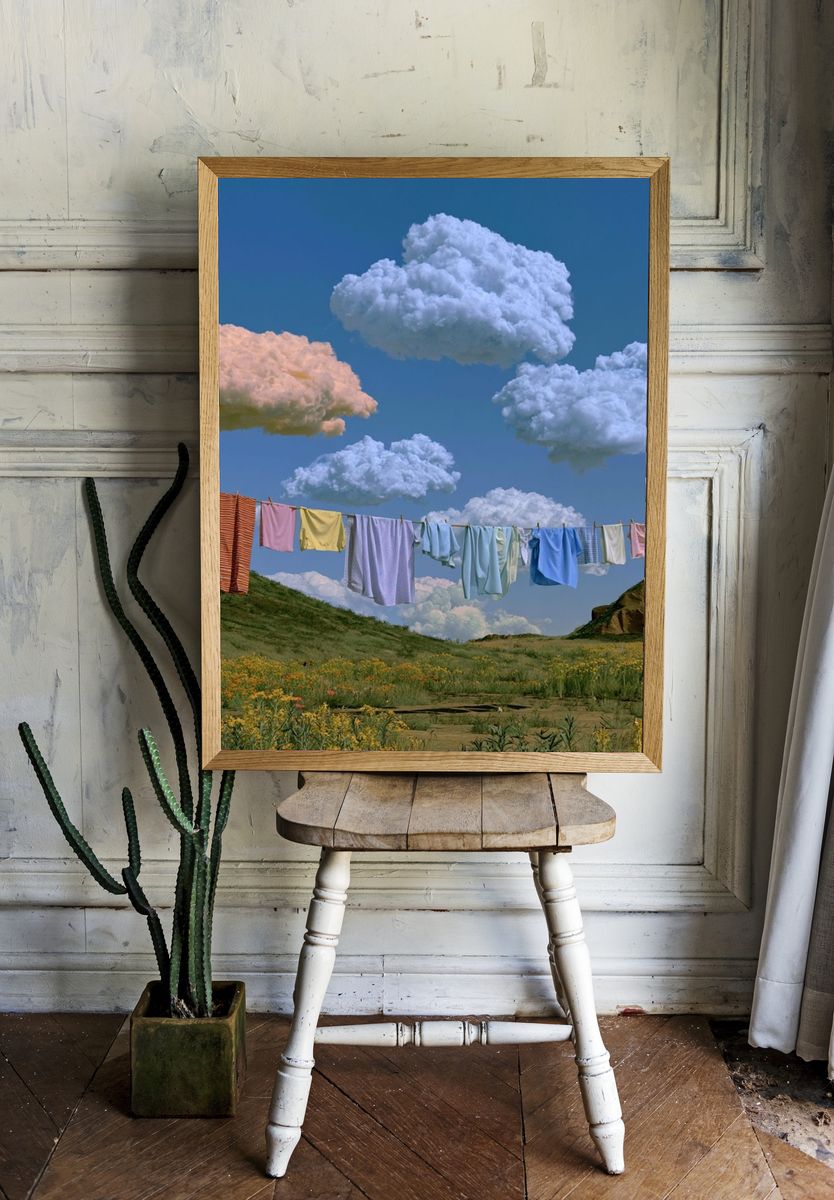 Dreamy Laundry Sky Photography Poster. — room view 1
