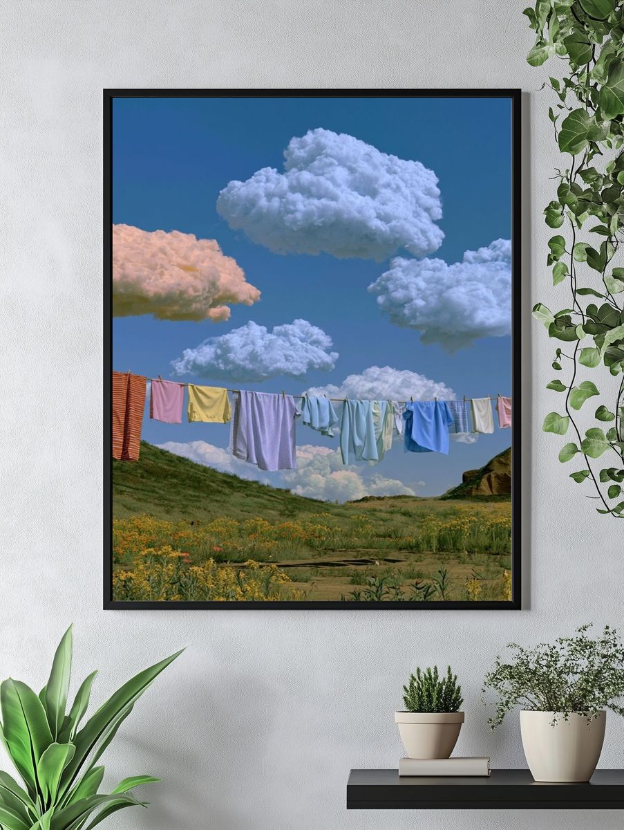 Dreamy Laundry Sky Photography Poster. — room view 4