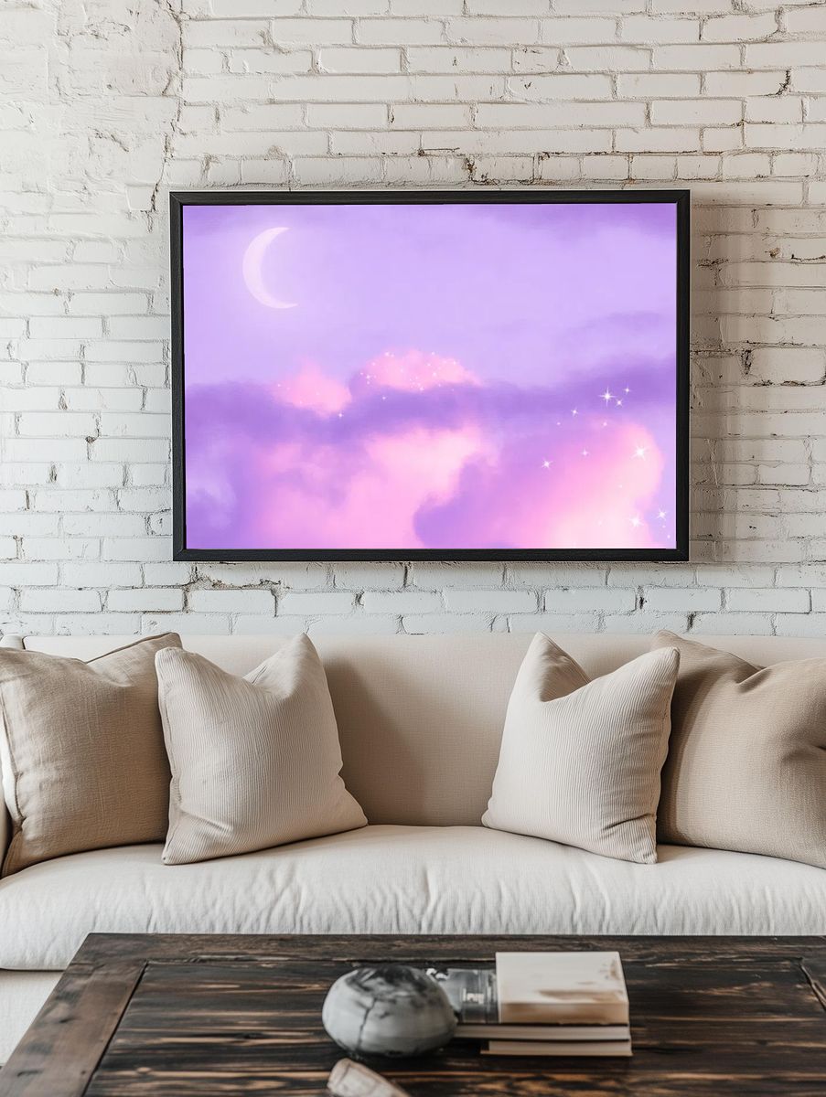 Dreamy Moonlit Clouds — Art Print room preview