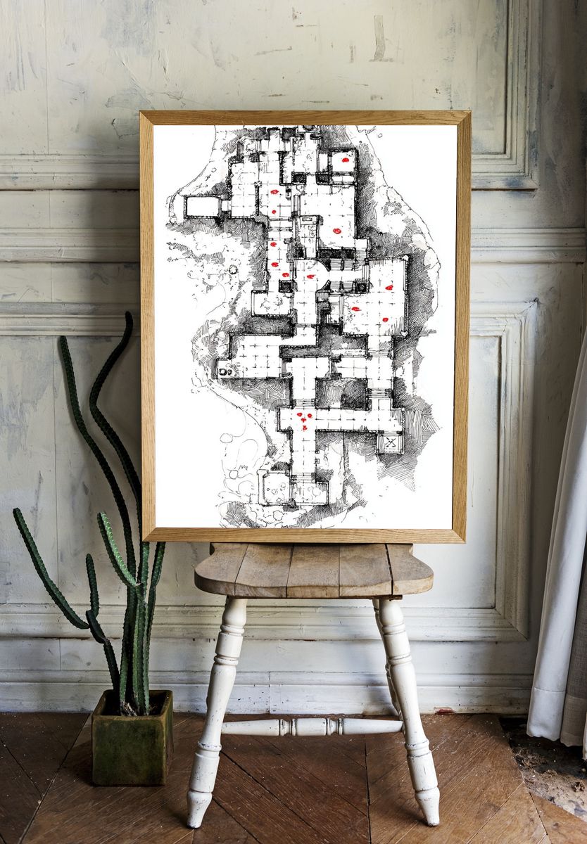 Dungeon Map — Illustration Print room preview