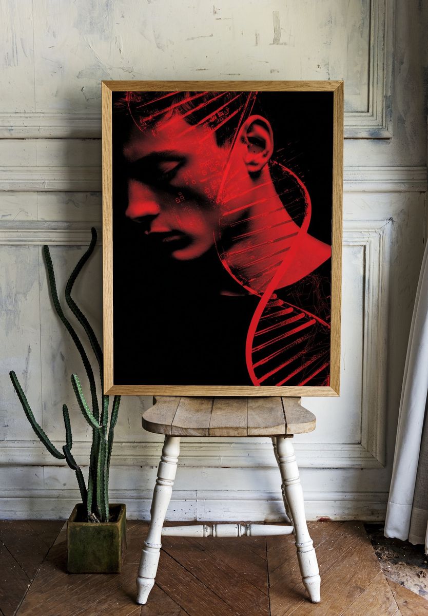 Red DNA Abstract Poster. — room view 1