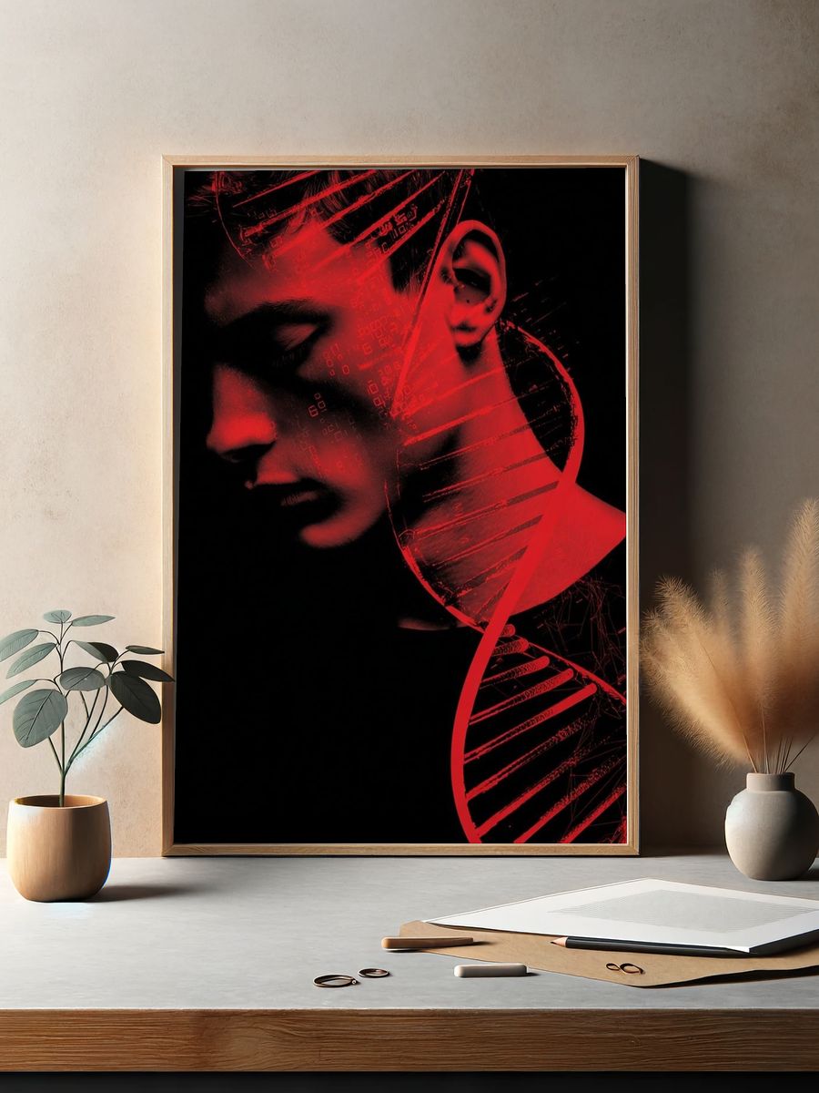 Red DNA Abstract Poster. — room view 2
