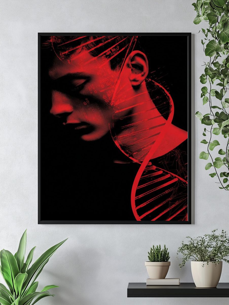 Red DNA Abstract Poster. — room view 4