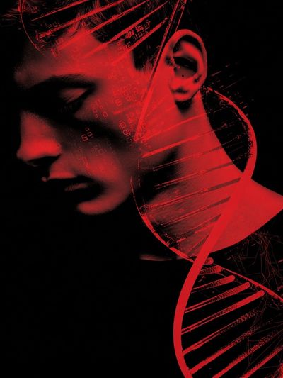 Red DNA Abstract Poster. poster print