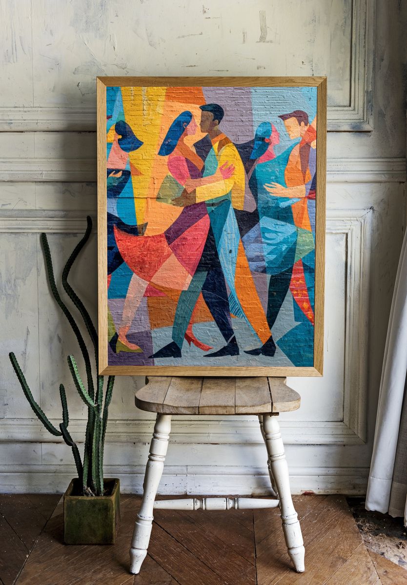 Colorful Dance Partners — Abstract Print. room preview
