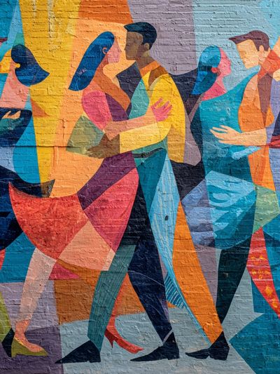 Colorful Dance Partners — Abstract Print. poster print