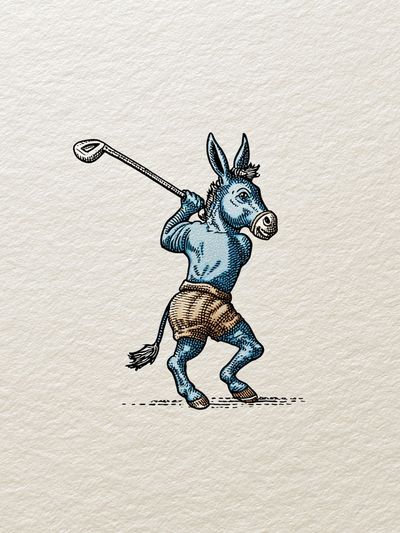 Golfing Donkey — Vintage Print. poster