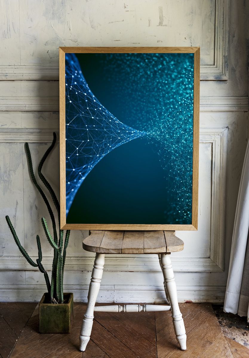 Digital Network Wave Abstract Poster. — room view 1