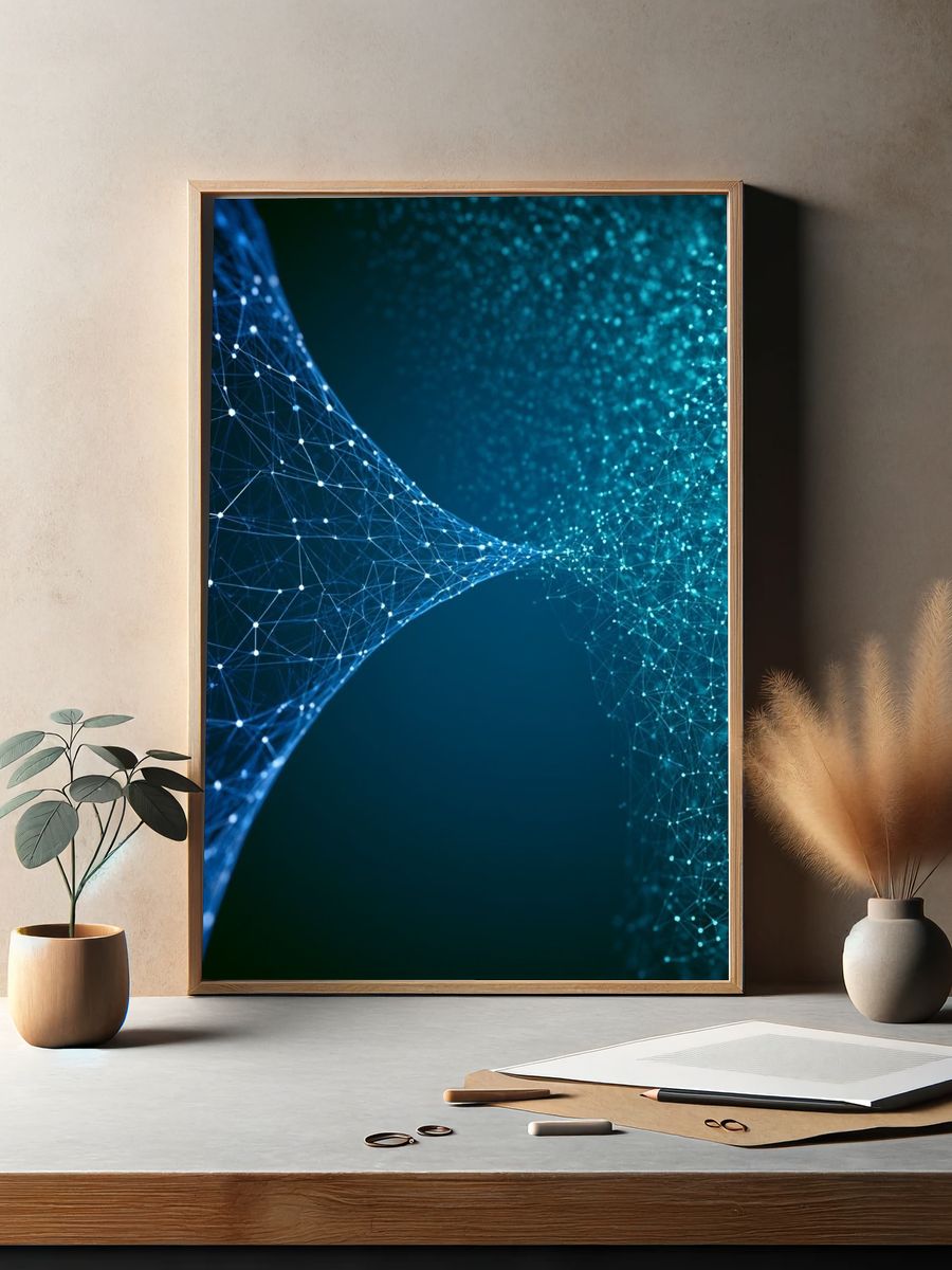 Digital Network Wave Abstract Poster. — room view 2