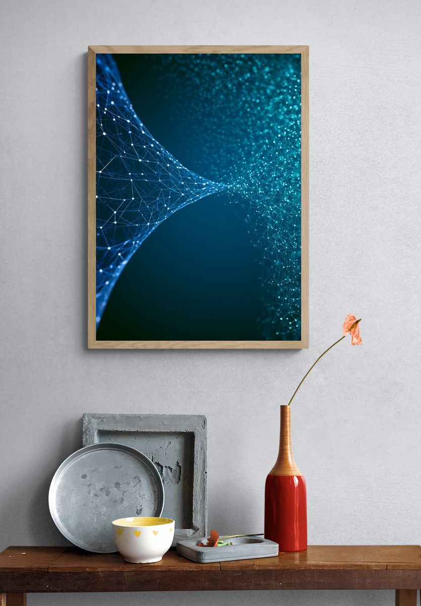 Digital Network Wave Abstract Poster. — room view 3