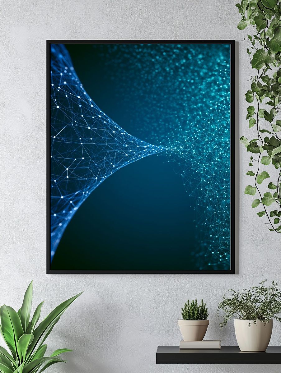 Digital Network Wave Abstract Poster. — room view 4
