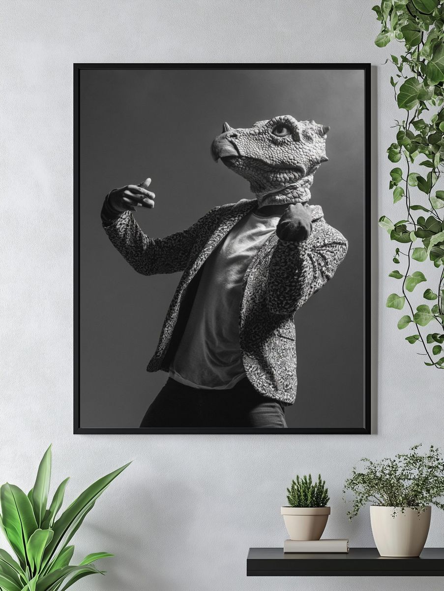 Dinosaur Head Portrait Print. — room view 4