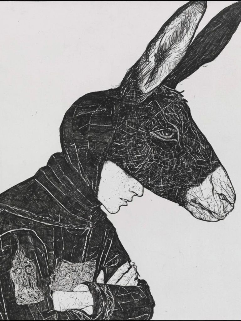 Donkey Head Portrait Print. poster detail