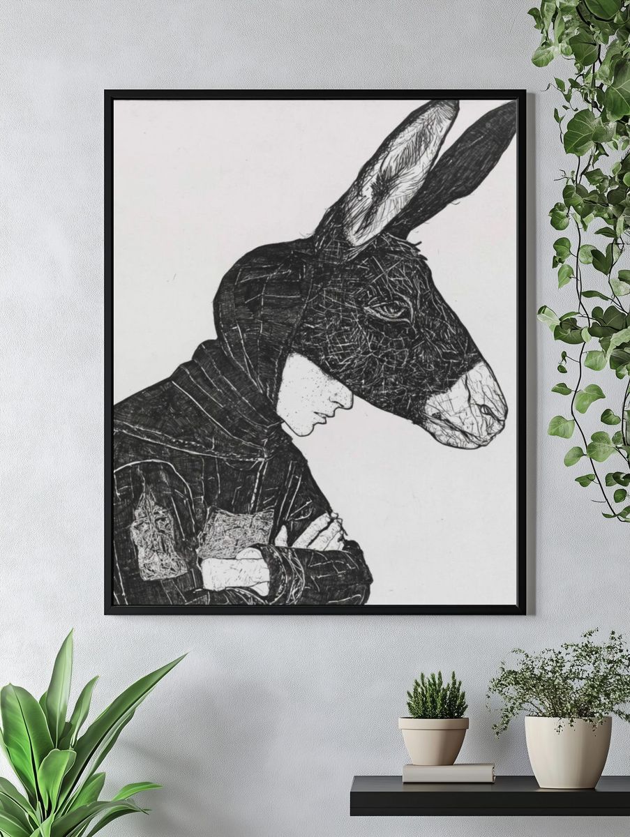 Donkey Head Portrait Print. — room view 4